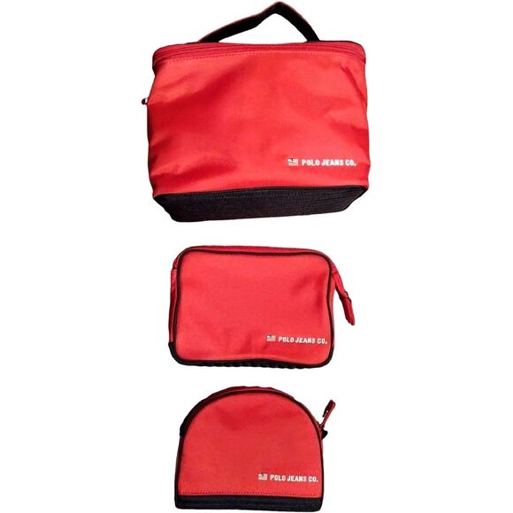 VTG Y2K Ralph Lauren Polo Jeans Co. Travel / Toiletry / Makeup Bags, 3 piece set - Picture 1 of 10